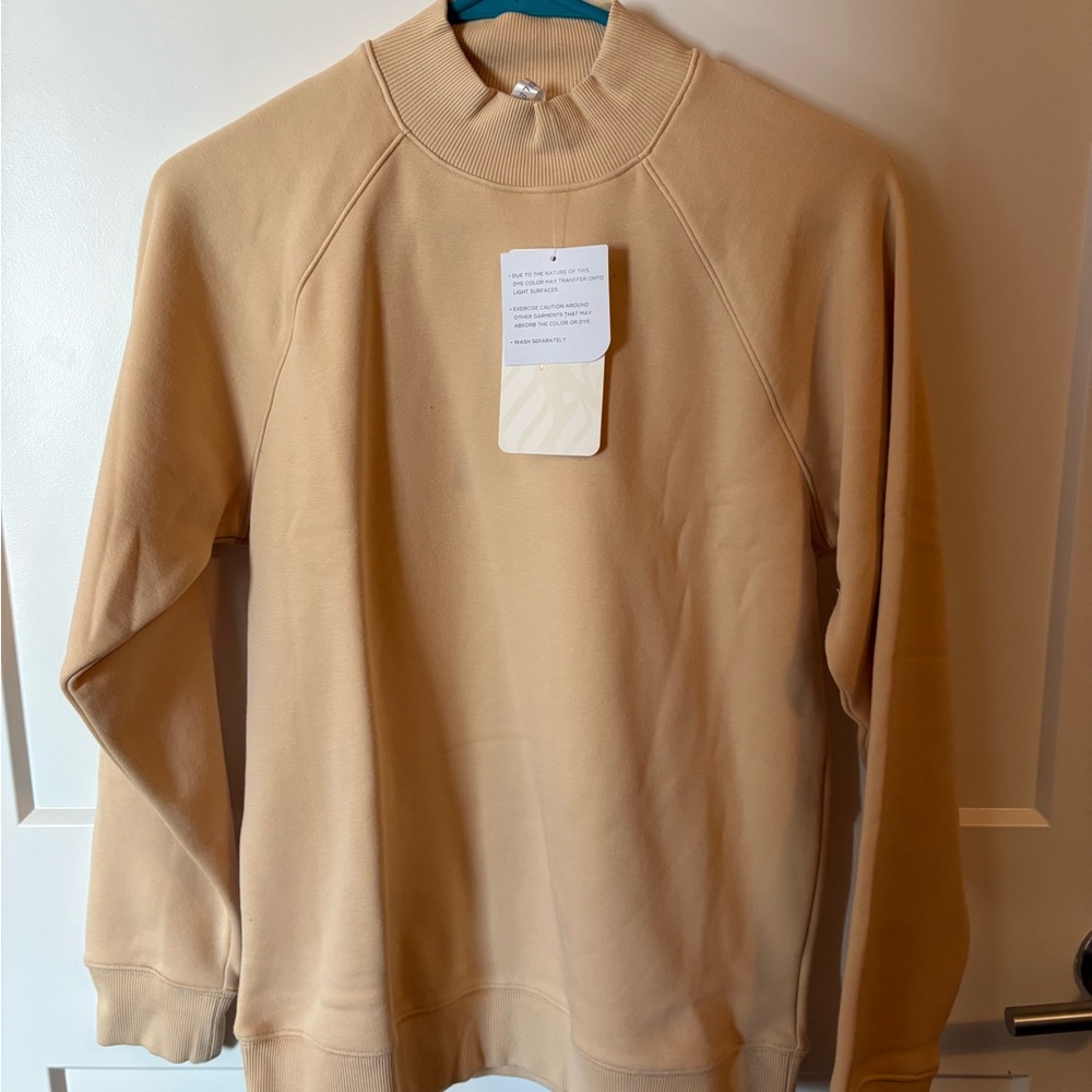 Fabletics Tan Crewneck Sweater Minimalist Design